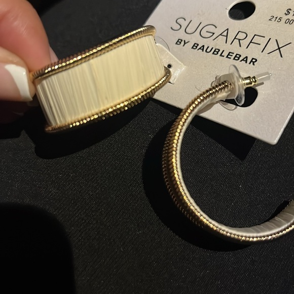 Sugarfix by baublebar statement earrings thread gold hoops curve nwt detail - Picture 5 of 5